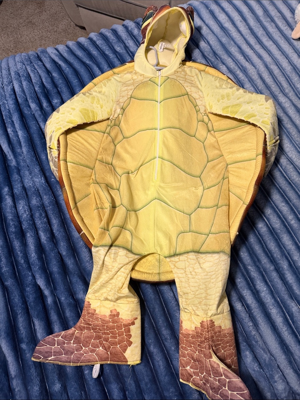 Kids Turtle Costume in Yellow and Brown - Plush Sea Turtle Outfit - Picture 3 of 7